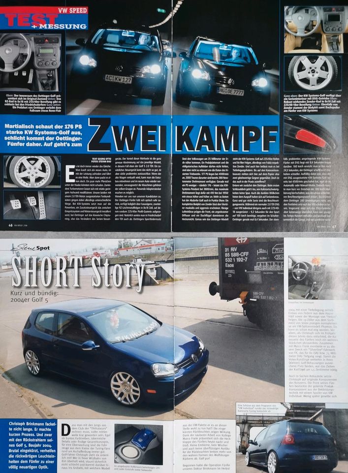 VW Golf 5 V Reklame Berichte GTI 1,6 2,0 GT TDI FSI Tuning Goal in Hanau