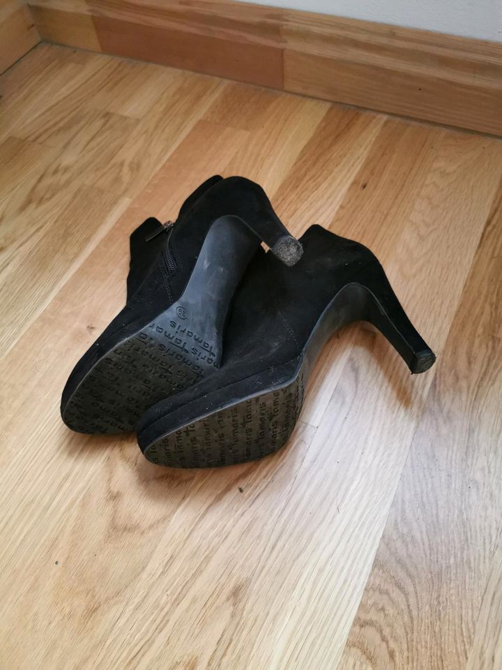Tamaris Booties High heels schwarz wildlederoptik 39 in Leipzig