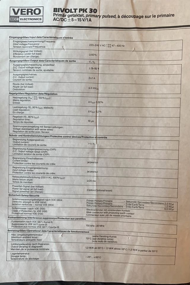 19 Zoll VERO Netzteil PK30 2 x 5 bis 15 V - Amateurfunk in München