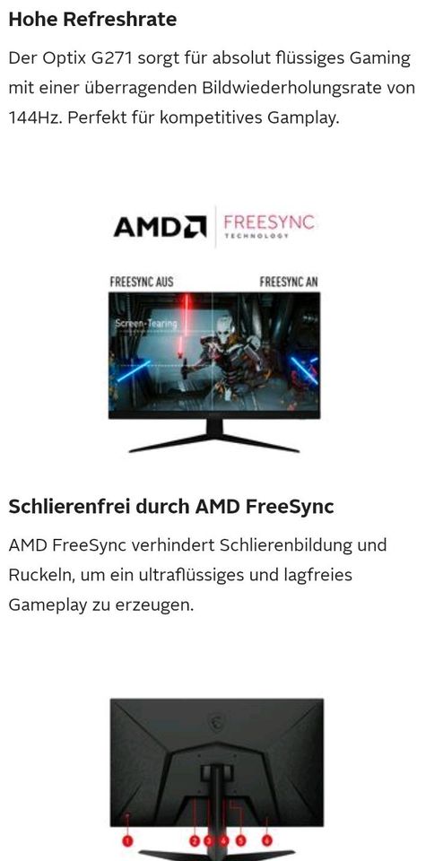 MSI Optix G271 Gaming-Monitor 27 Zoll in Berlin