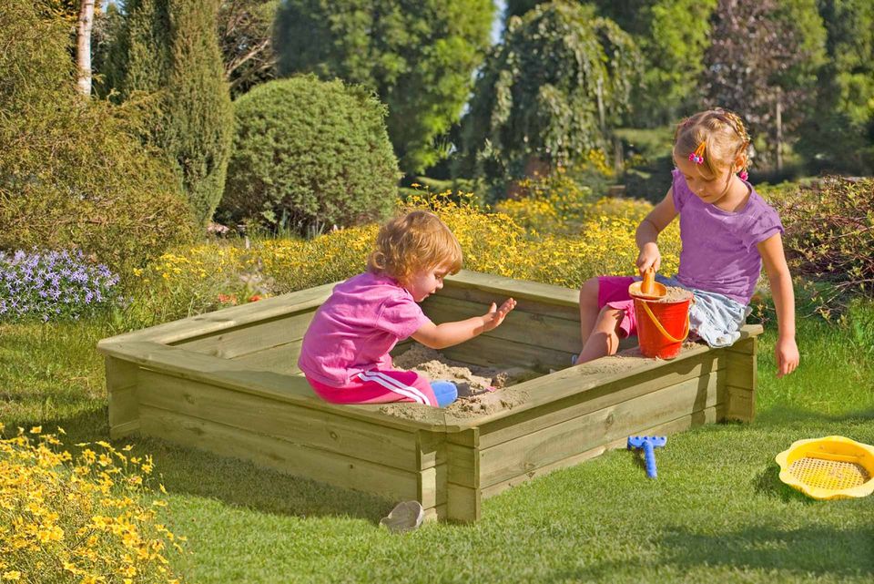 Sandkasten 120x120 cm kdi grün Sandkiste Kinderspielgerät Sandbox Garten Kinder 3190232 in Hahn am See