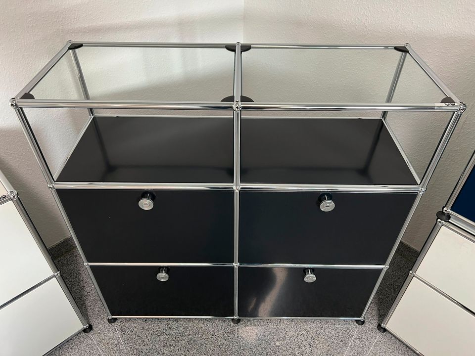 USM Haller Highboard 2B3H schwarz 4 Klappen Glas Softclose MwSt! in Wunstorf