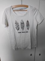 Weißes Tshirt mit Feder - Motiv von Cecil Gr. XS Sachsen - Gröditz Vorschau