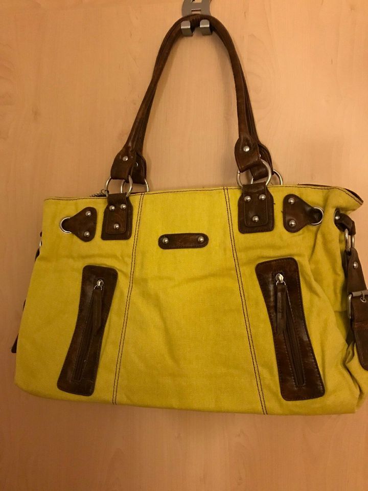 Umhängetasche gelb/ braun Tasche Canvas / (Kunst-) Leder in Fürth