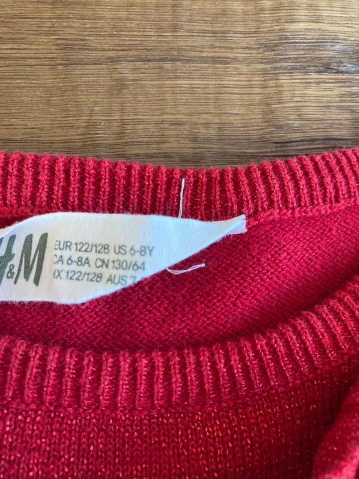 H&M Glitzerkleid rot Schleife Weihnachten 122/128 in München