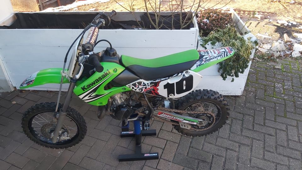 Kawasaki KX 65 Reifen neu Kette neu Ritzel neu fahrbereit in Merzalben