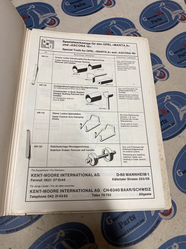 Opel Spezial Werkzeuge Teilekataloge KMI Set Original 1966 in Kämpfelbach