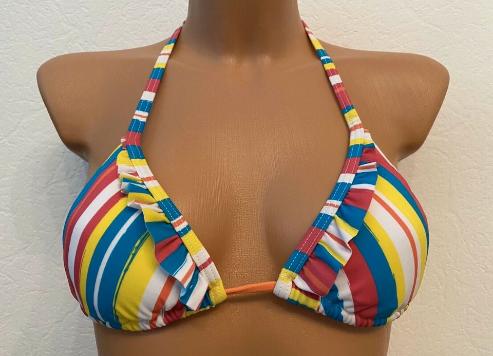 Twintip Zalando Bikini Set Softcups gestreift Rüschen XS 34 NEU in Rehlingen-Siersburg