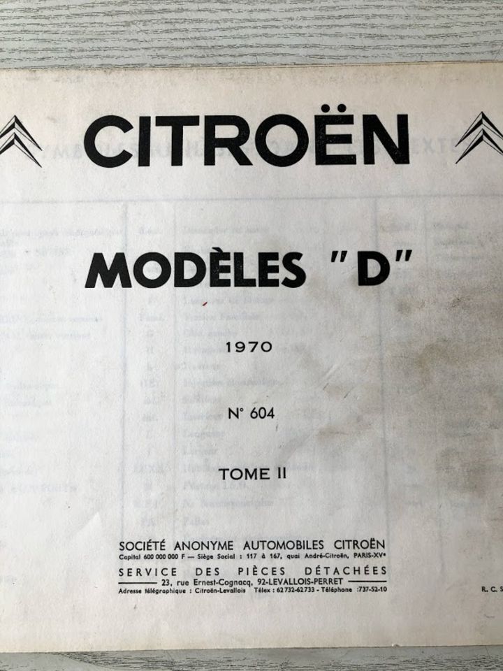 Citroen DS Werkstatthandbuch 1970-1971 No 604 Sept 1970 Teil II in Niederkrüchten