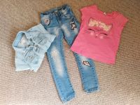 Mädchen Set Jeans T-Shirt Jeansjacke Größe 116 Bayern - Mittelberg Vorschau