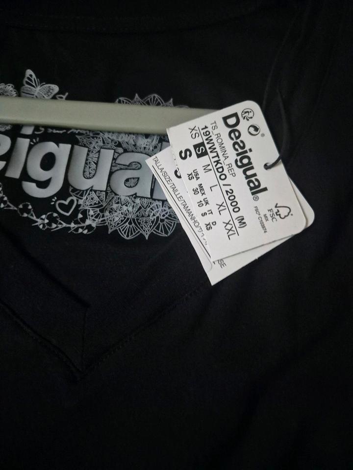 desigual langarm shirt bluse design grau schwarz neu v Ausschnitt in Velbert
