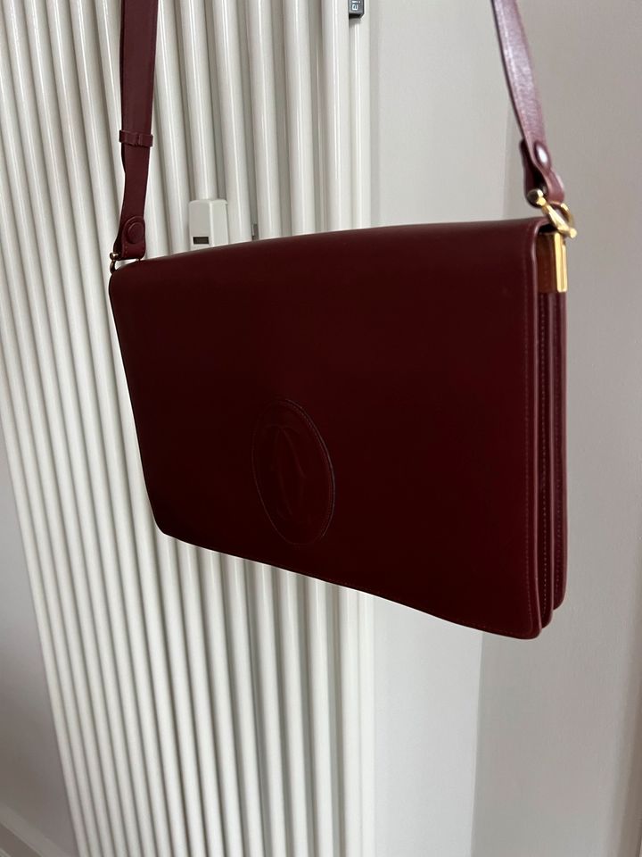 CARTIER mustDe Vintage Tasche Messenger Akten Bordeaux Rot Tasche in Hamburg