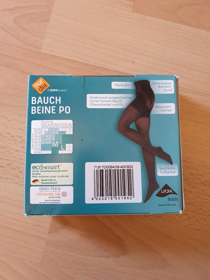 Strumpfhose NUR DIE Bauch Beine Po Größe 38/40 schwarz neu in Wilhelmsfeld