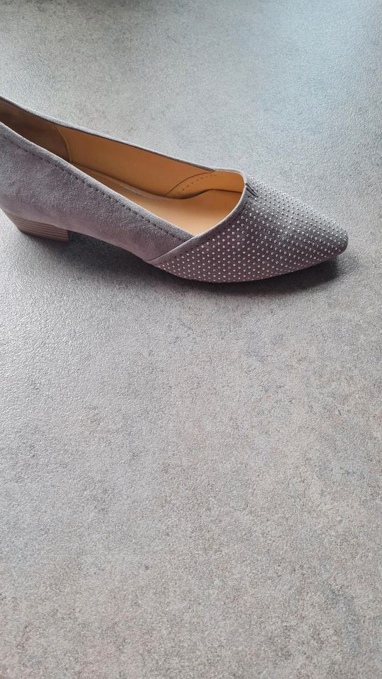 Gabor Pumps Ballerina Schuhe Gr. 38/39  5 1/2 grau Glitzer in Ascheberg