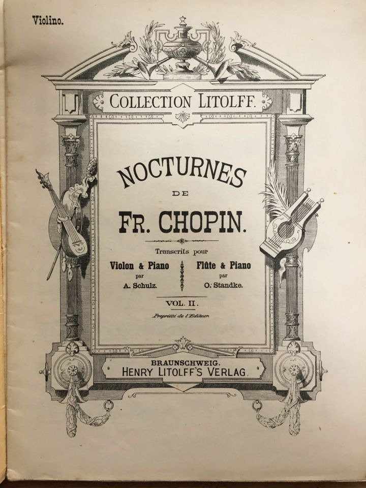 Chopin Nocturnes Piano&Violine Band 2 Collec. Litolff No 1086 in Utting