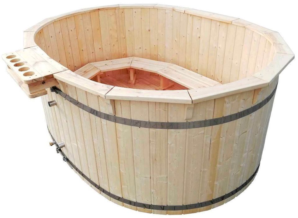 Hottub für 8 Personen Badefass mit Edelstahl Heizung Holz Pool in Hüllhorst