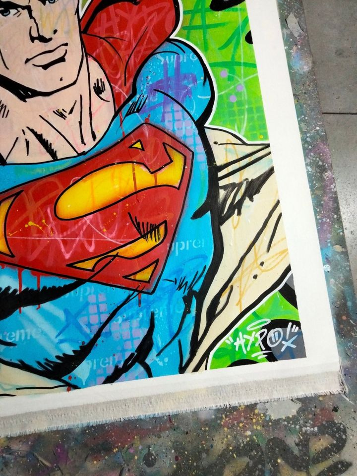 ✅Hipo (1988) - Superman X Supreme (Original artwork) / Wandbild, Kunstwerk, Acryl, Leinwand, Handgemalt in Horstmar