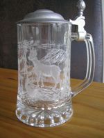 Fi.VE Italy Bierkrug Kristallglas Zinndeckel "Motiv Jagd/Hirsch" Essen - Bredeney Vorschau