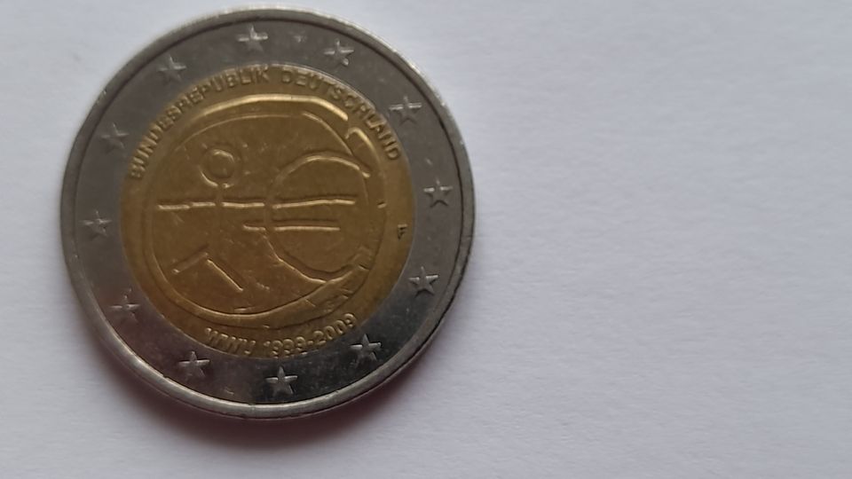 Seltene 2 Euro F Münze Fehlprägung Strichmännchen WWU 1999-2009 in Schenefeld