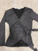 Zara Glitzer Oberteil Bluse zum Binden Party Top Silber schwarz Saarbrücken-West - Altenkessel Vorschau