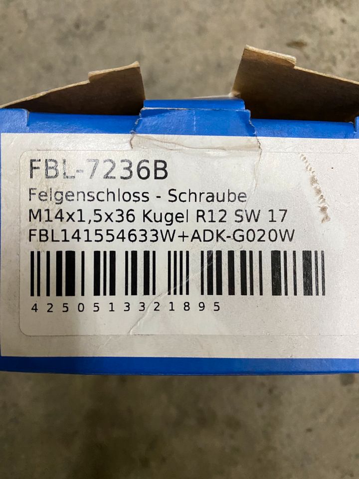 SCC Felgenschloss R12 M14x1,5 36mm Zweiteilig Neu in Erlangen