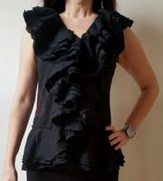 schwarze Bluse Desigual Gr. S (36/38) mit Volants und Stickerei Bayern - Großostheim Vorschau