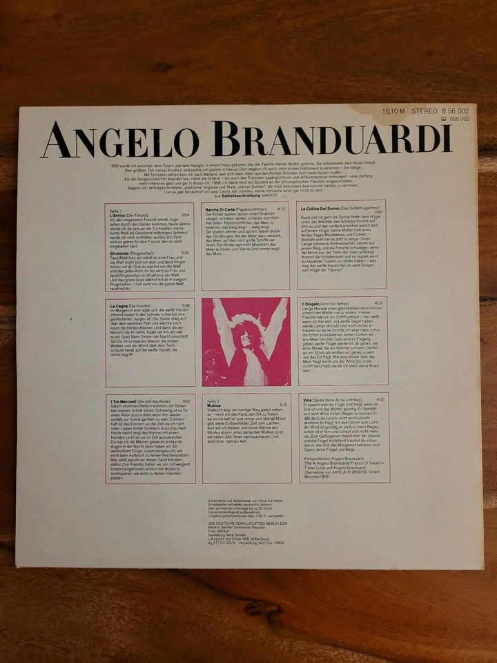 Schallplatte Angelo Branduardi Amiga Stereo 856002 in Hannover