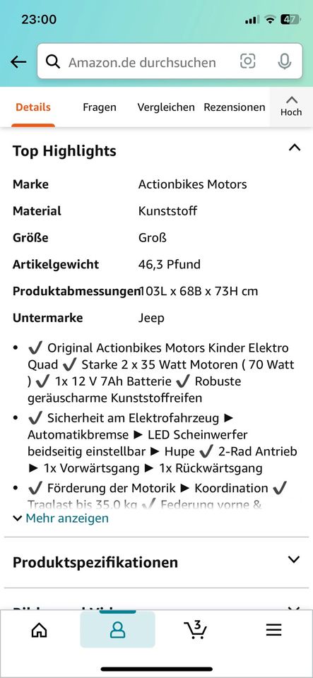 Quad Elektroauto Kinderquad in Sottrum