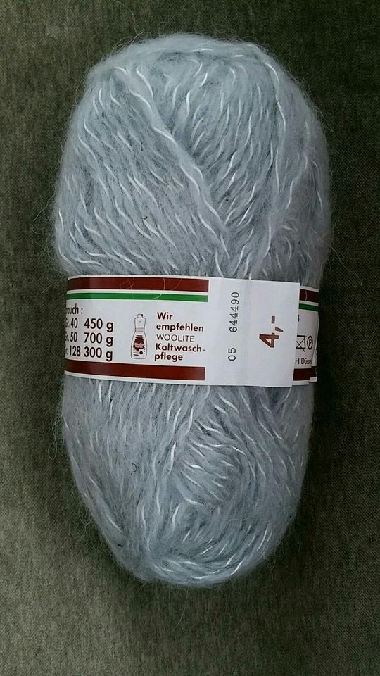 NEU Wolle Handarbeit Stricken 200g grau 10% Mohair in Klingenthal