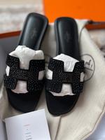 Hermès Hermes Oran Sandalen Schwarz Strass Steinchen 38.5 Frankfurt am Main - Westend Vorschau