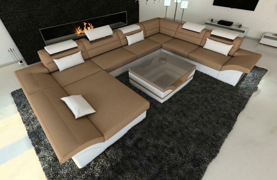 Sofa Couch Wohnlandschaft Enzo XXL Stoffsofa mit Funktionen in Berlin