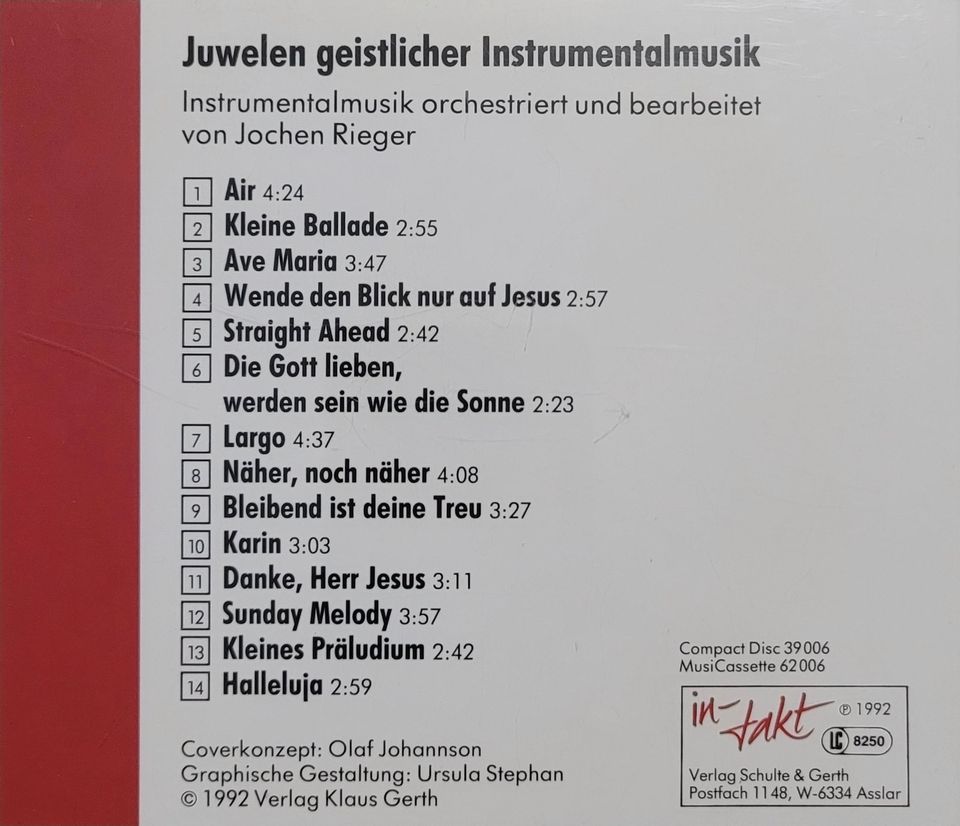 CD Juwelen geistlicher Instrumentalmusik in Edingen-Neckarhausen