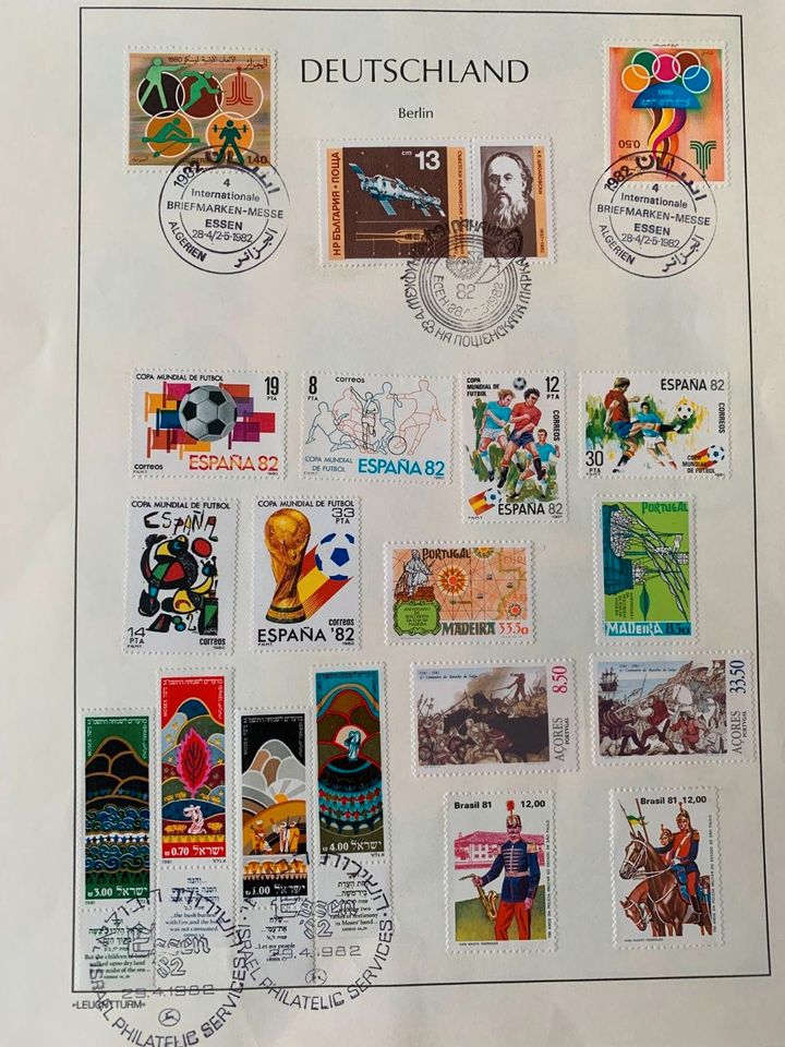 4 Seiten mit ca. 80 Briefmarken Messe in Essen vom 28.04.1982. in Krefeld
