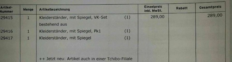 Kleiner Garderoben-, Kleiderständer mit Spiegel von Tchibo in Efringen-Kirchen