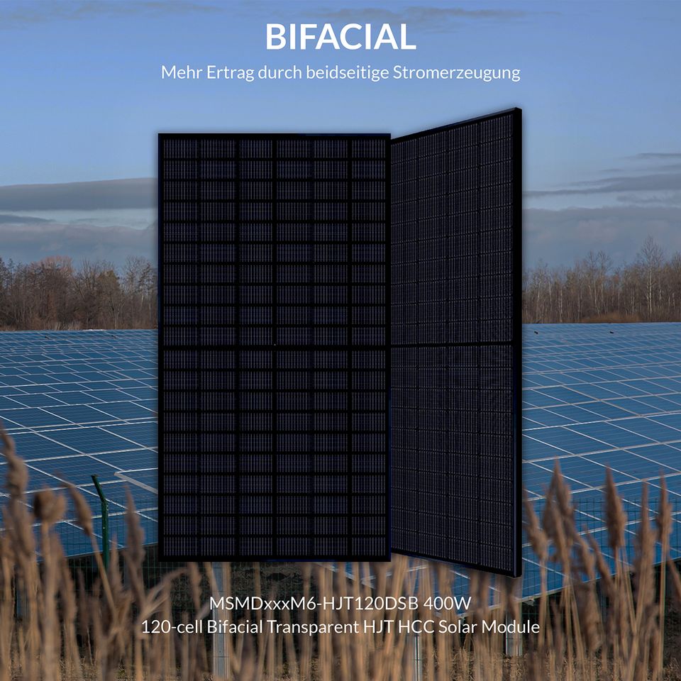 München Solar Solarpaneel 400W MSMDM6HJT120DSB Bifacial Glas-Glas in Dießen