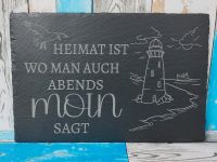 Schieferplatte-Servierplatte gelasert mit Text, Möwe, Leuchtturm Kiel - Elmschenhagen-Kroog Vorschau