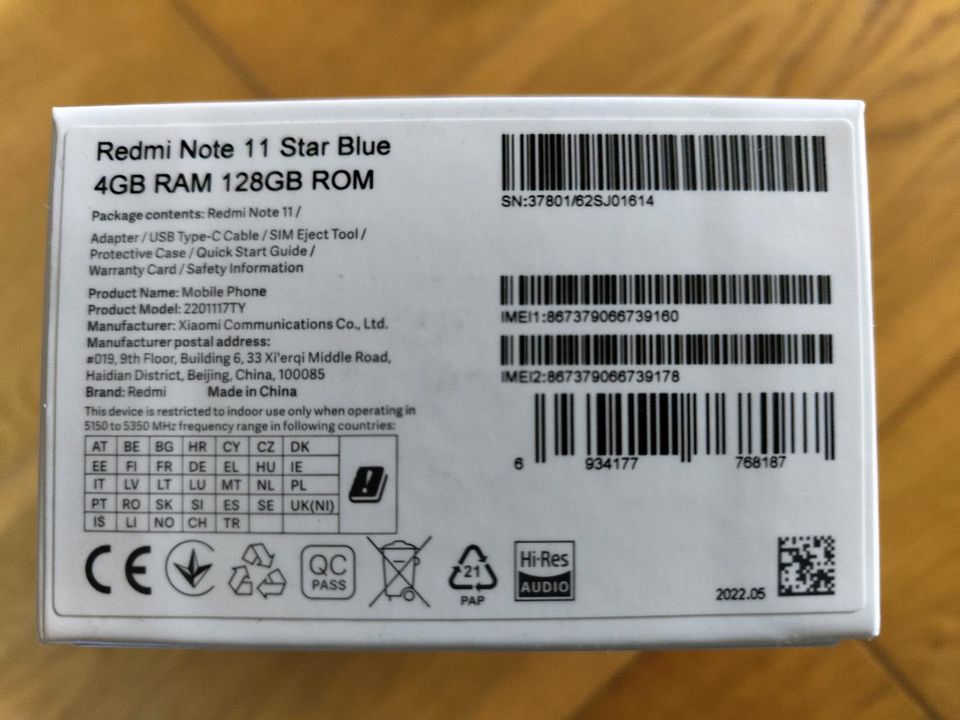 Xiaomi Redmi Note 11 - star blue - 128GB - 90Hz FHD+ AMOLED in Wahlstedt