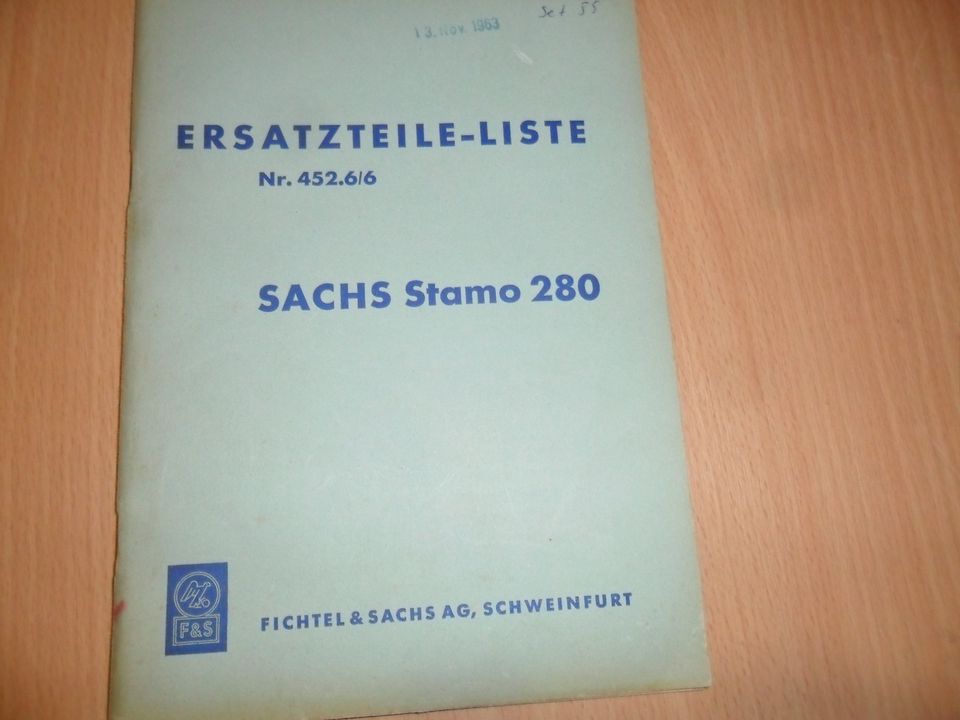 Sachs Stamo 280 Ersatzteil-Liste - Part List Stationär Motor in Werdohl