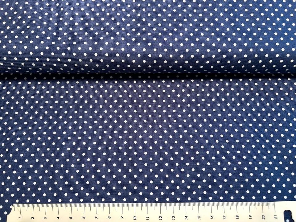 Baumwollstoff dunkelblau mit weißen Pünktchen, 100cm, Swafing in Ortenberg