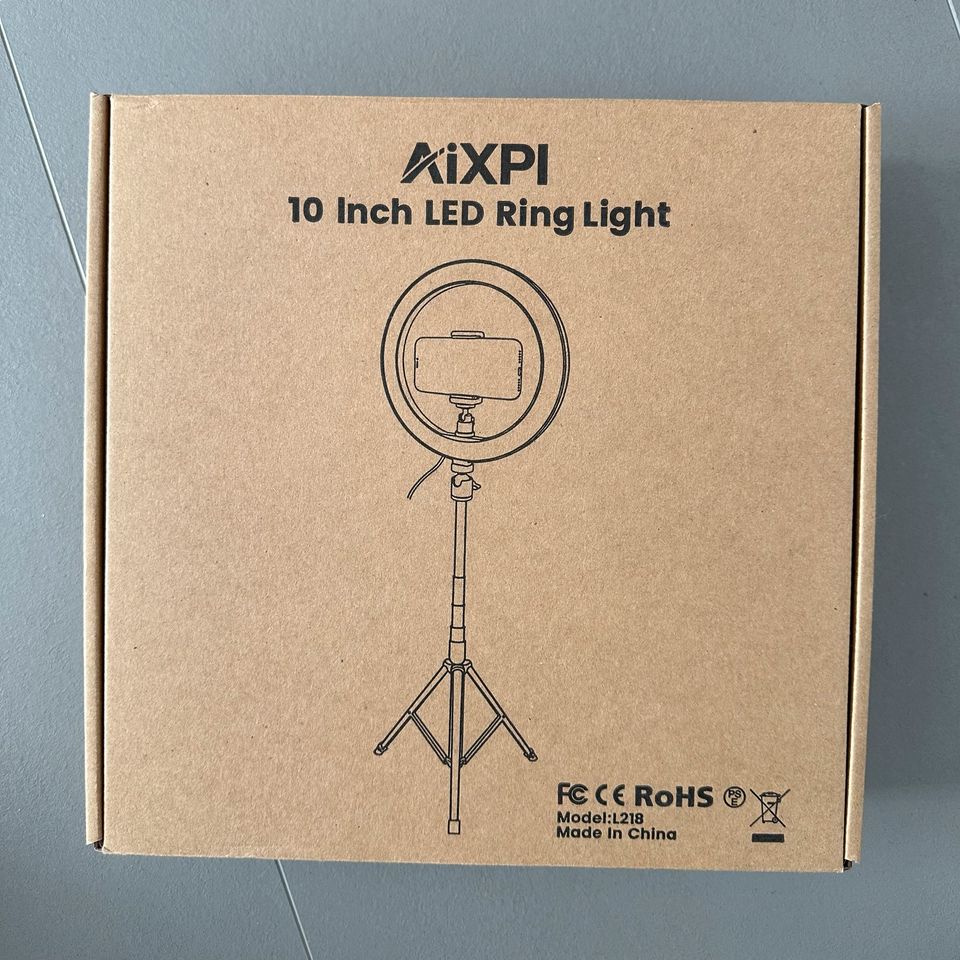 AIXPI 10 Zoll LED Ringlicht mit 59 Zoll Stativständer & Handyhalt in Waldems