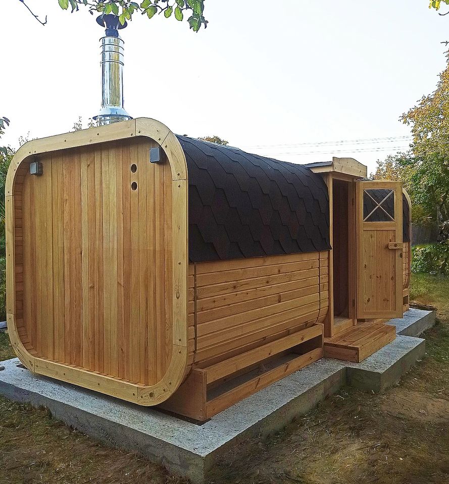 Quadro Sauna 5,2m mit Ruheraum Gartensauna Außensauna in Neu-Isenburg