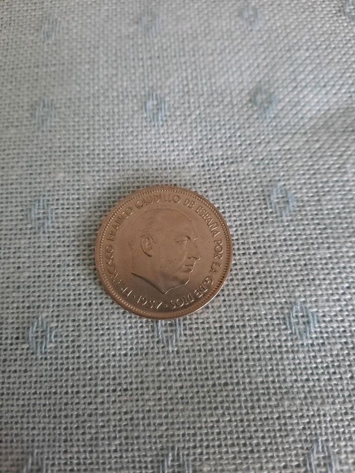 Münze 25 Ptas. Spanien, von 1957 in Bremen