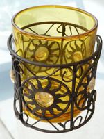 Motivkerzenhalter Teelicht Rostdesign Glaseinsatz gelb, Vintage! Nordrhein-Westfalen - Geldern Vorschau