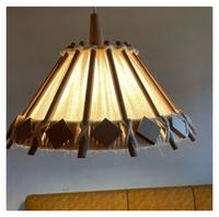 ❤️ DDR-Pendel-Leuchte Lampe DM 48 Holz Stoff Ostalgie Sachsen-Anhalt - Osterburg Vorschau