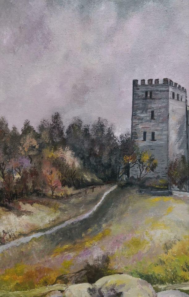 Gemälde auf Leinwand, Burg, Festung, sig. M. Gorczakowski in Dassel