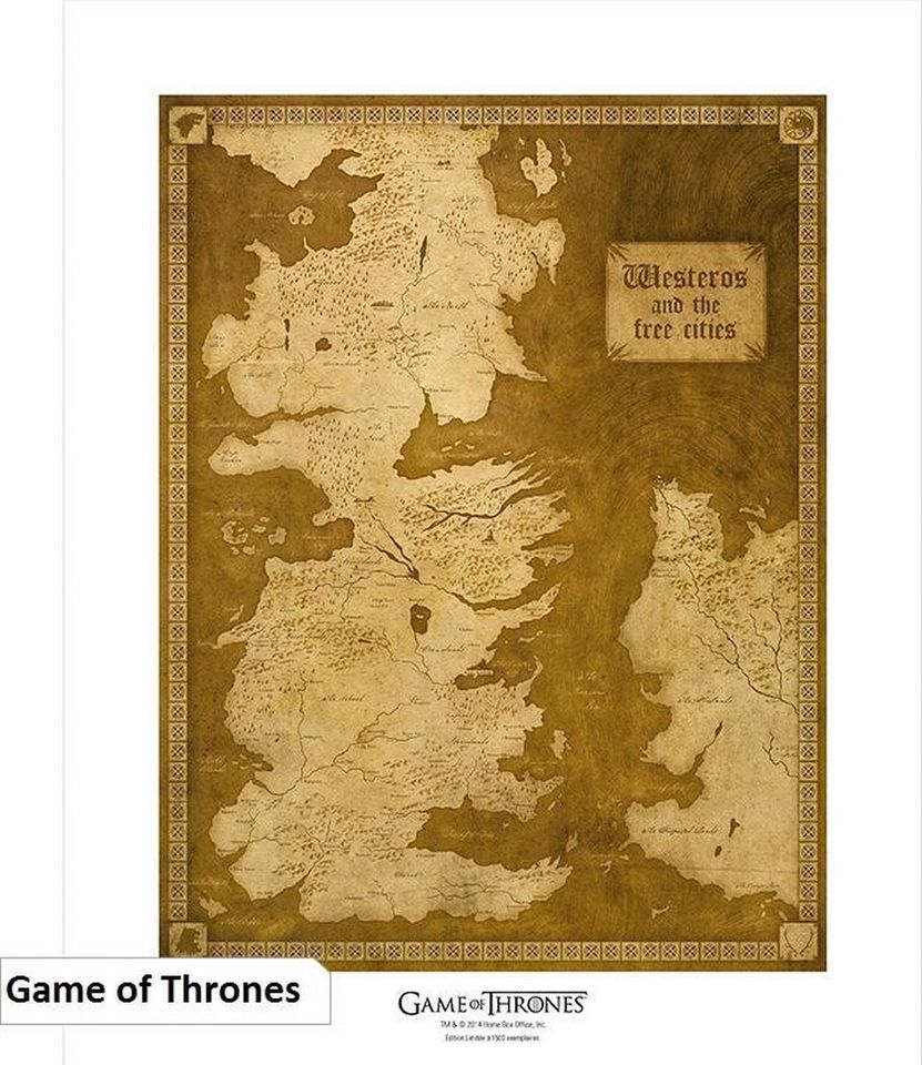 Game of Thrones Kunstdruck 50 x 40 cm Westeros Landkarte in Bönnigheim