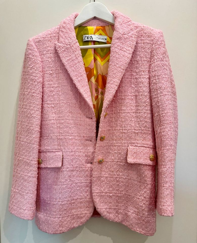 Zara Blazer Pink Boucle Jacke Größe S in München