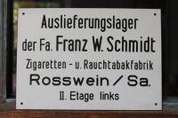 Franz Schmidt Rosswein Sachsen Zigarettenfabrik Schild Werbung Brandenburg - Cottbus Vorschau