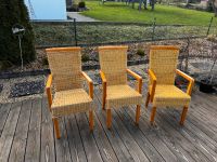 3 Esszimmer Stühle mit Armlehne Holz Rattan Buche Hessen - Flieden Vorschau
