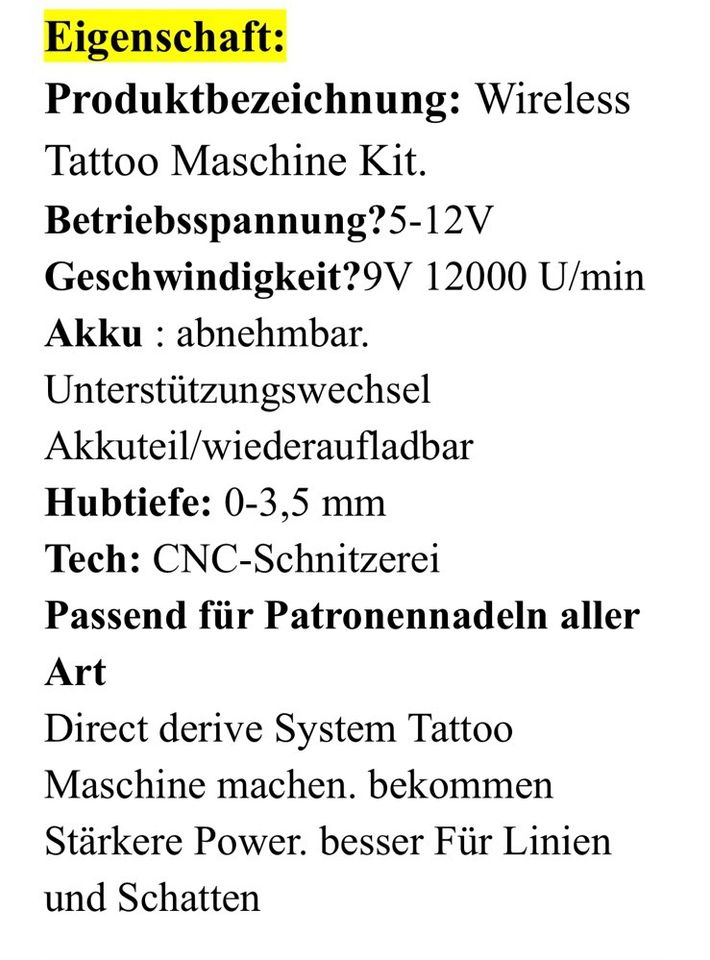 Tattoo Maschine /pen Wireless in Schwanewede